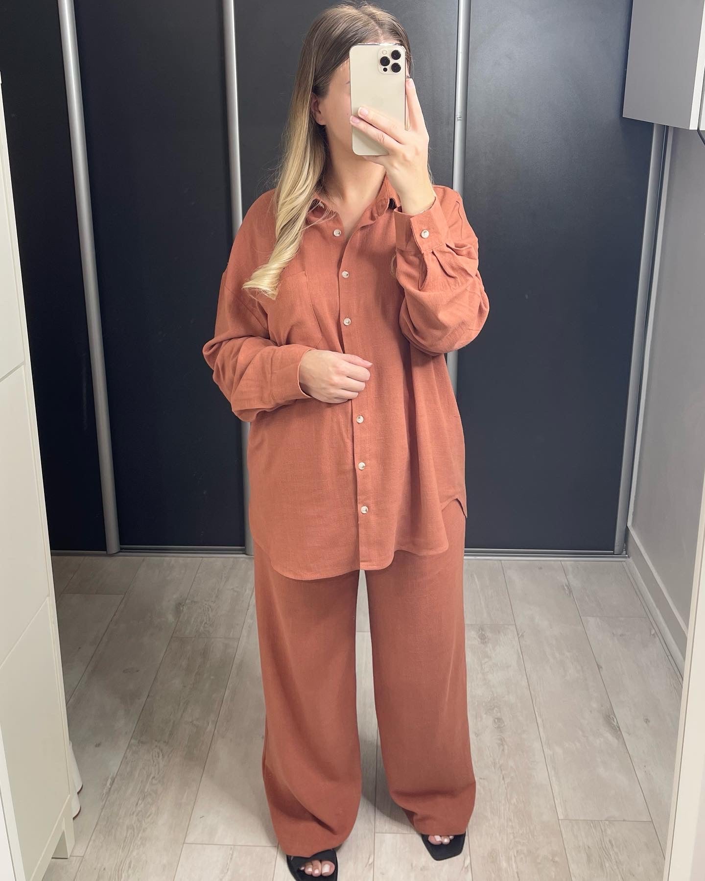 Pantalon en lin Terracotta