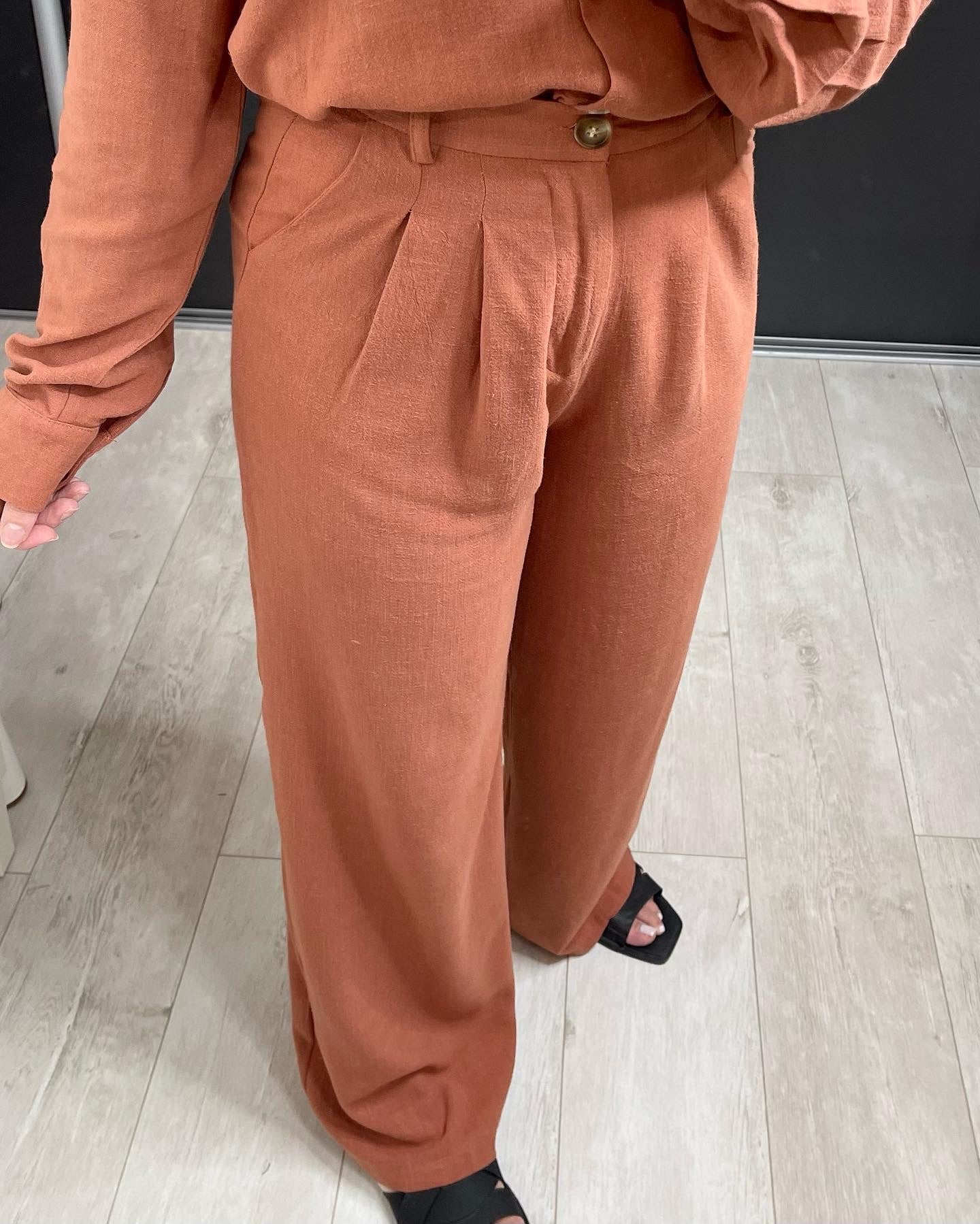 Pantalon en lin Terracotta