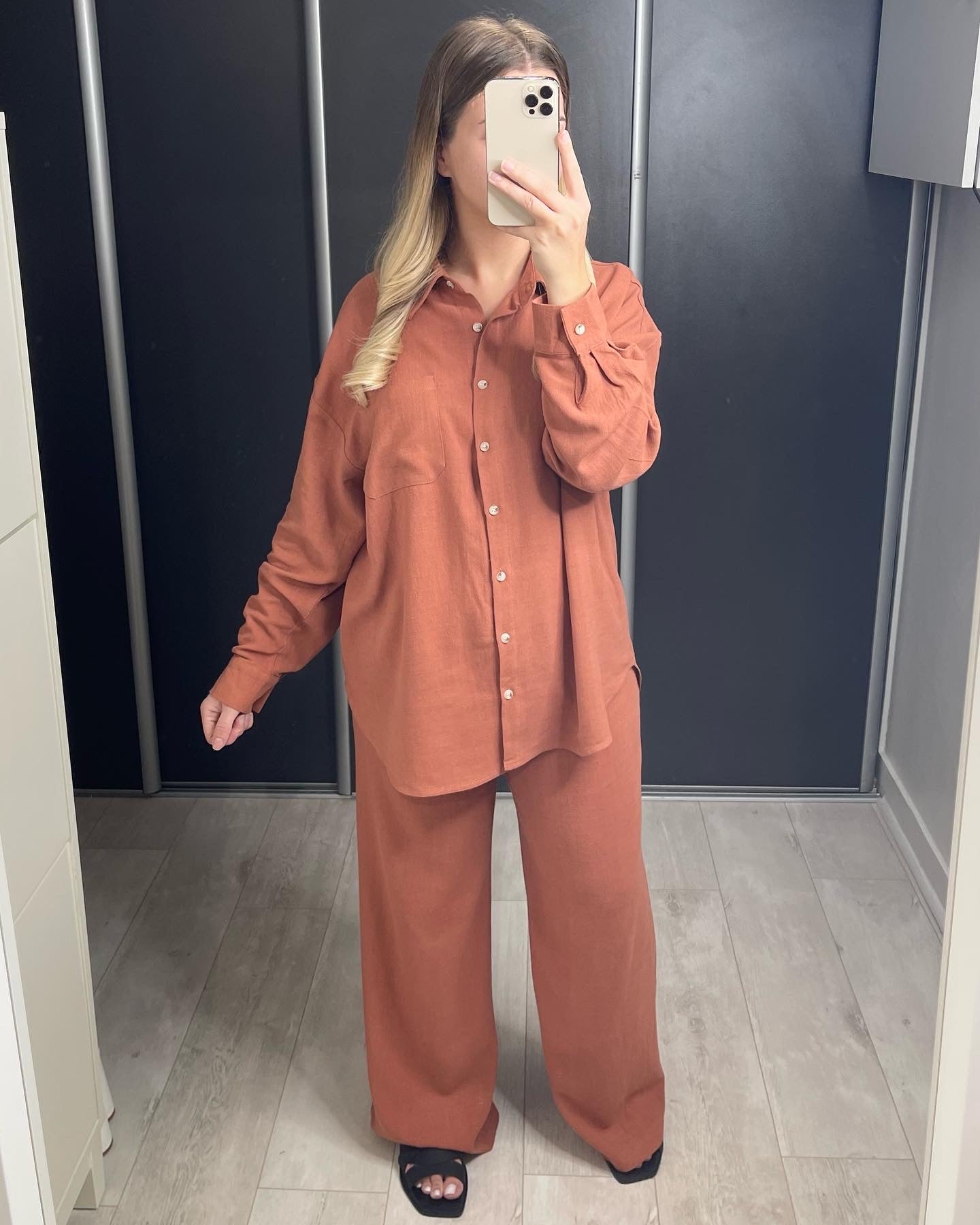 Chemisier en lin Terracotta